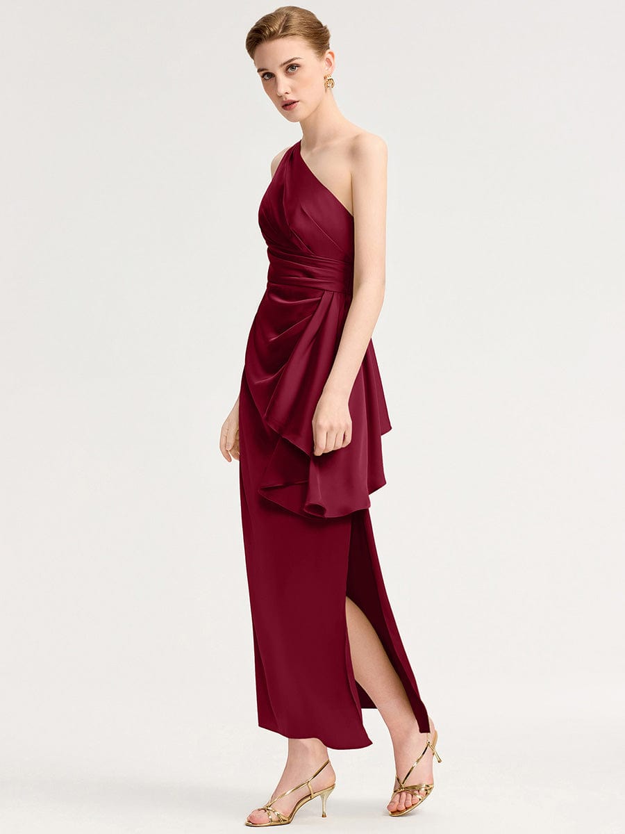 SOLENE|One Shoulder Satin Bridesmaid Dress