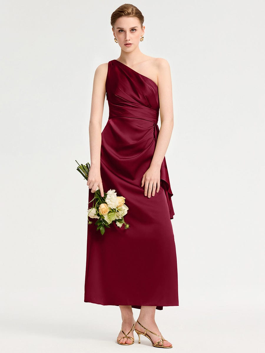 SOLENE|One Shoulder Satin Bridesmaid Dress