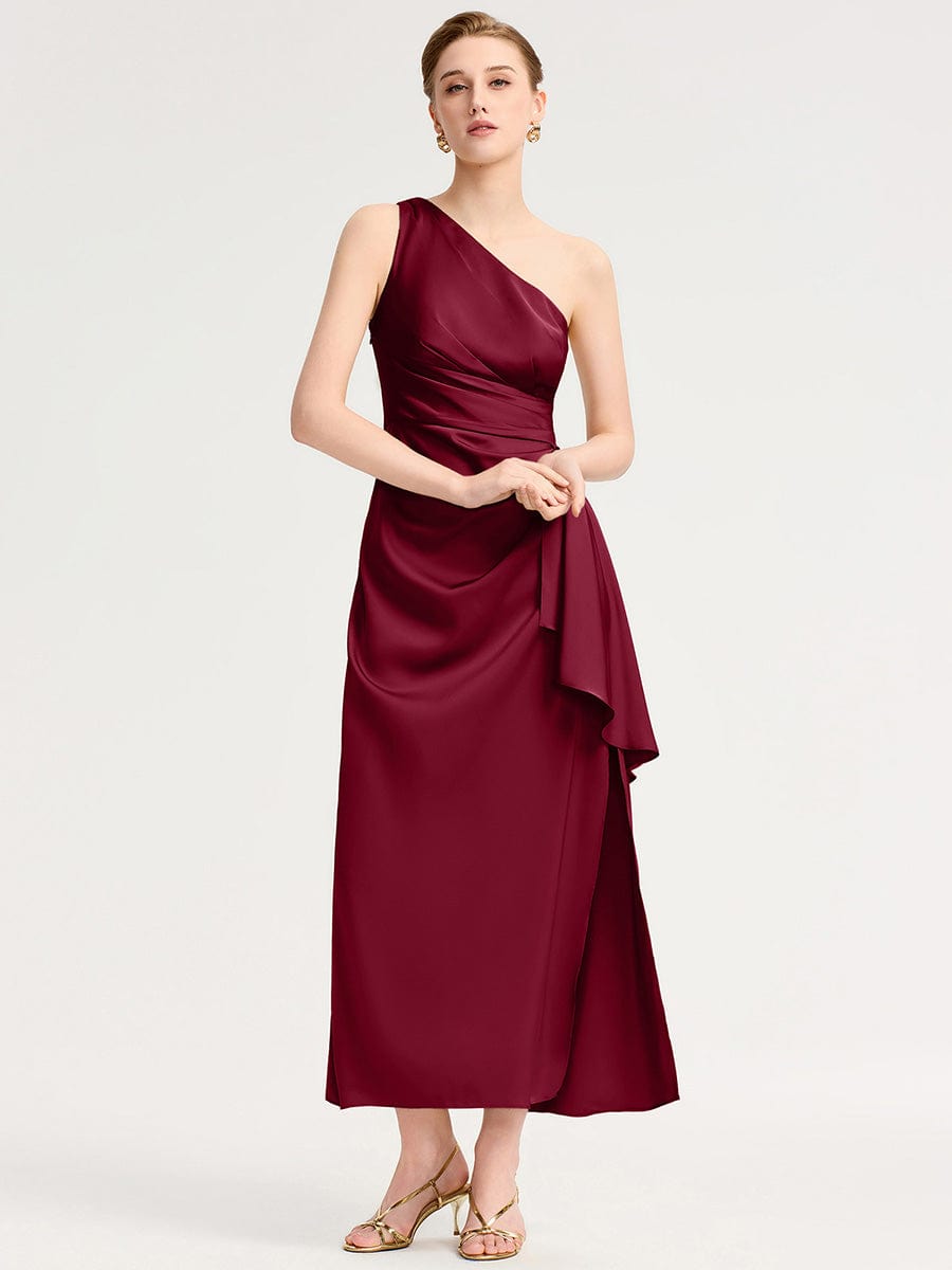 SOLENE|One Shoulder Satin Bridesmaid Dress
