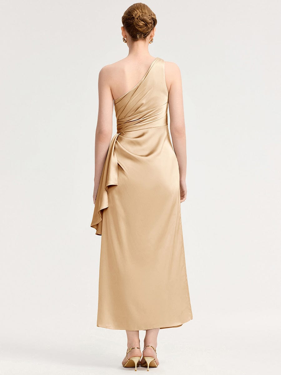 SOLENE|One Shoulder Satin Bridesmaid Dress