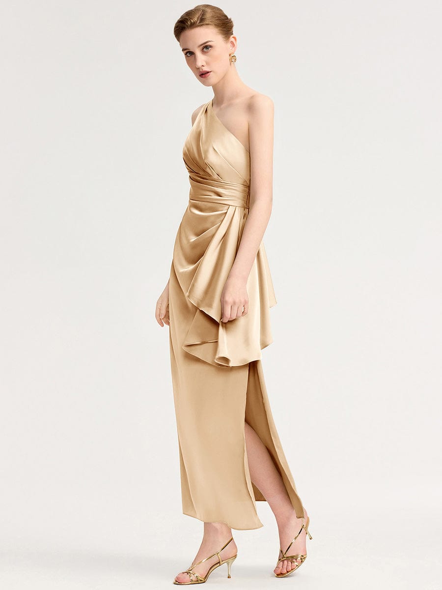 SOLENE|One Shoulder Satin Bridesmaid Dress