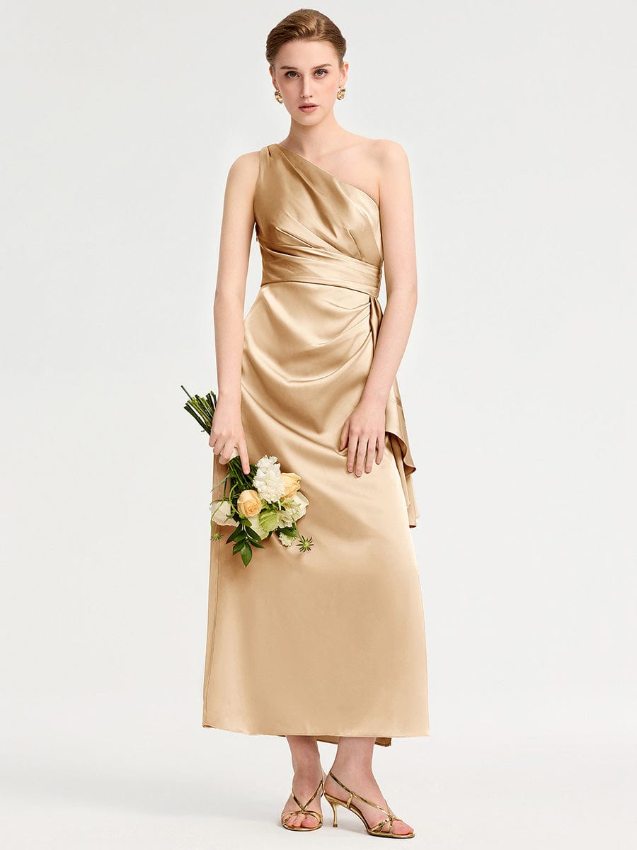 SOLENE|One Shoulder Satin Bridesmaid Dress