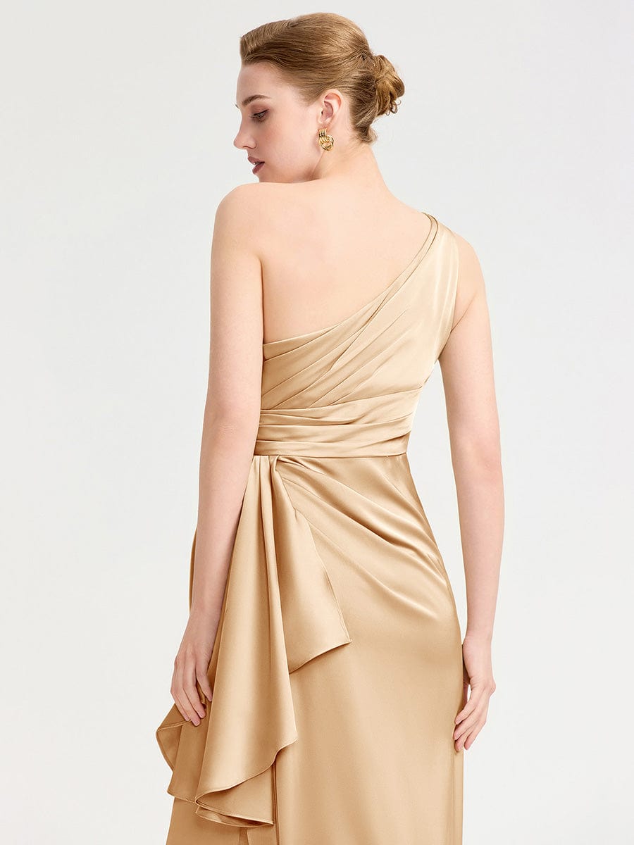 SOLENE|One Shoulder Satin Bridesmaid Dress