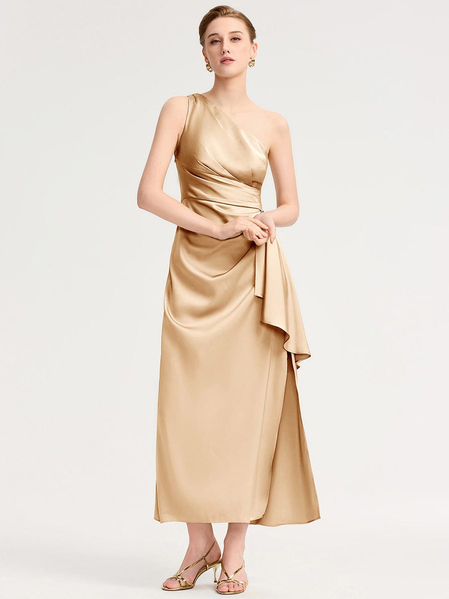 SOLENE|One Shoulder Satin Bridesmaid Dress