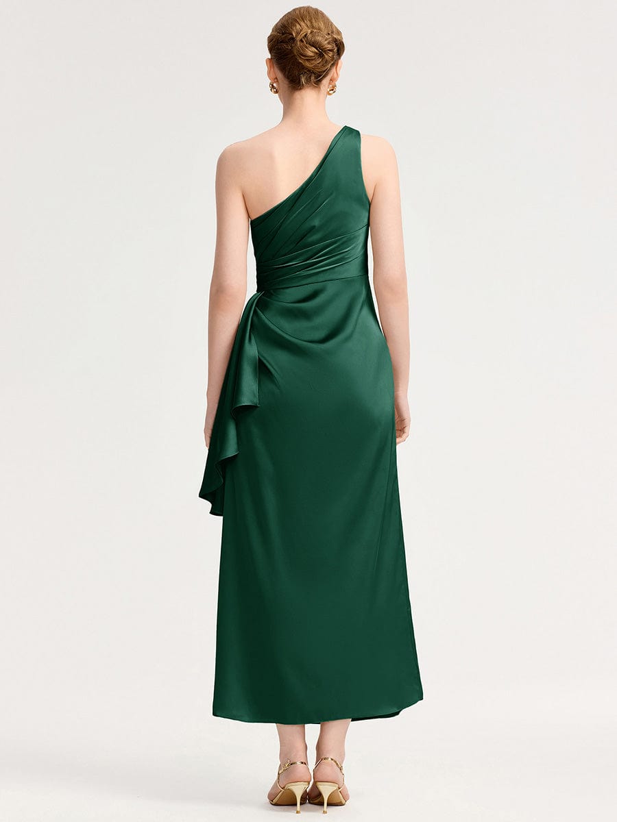 SOLENE|One Shoulder Satin Bridesmaid Dress