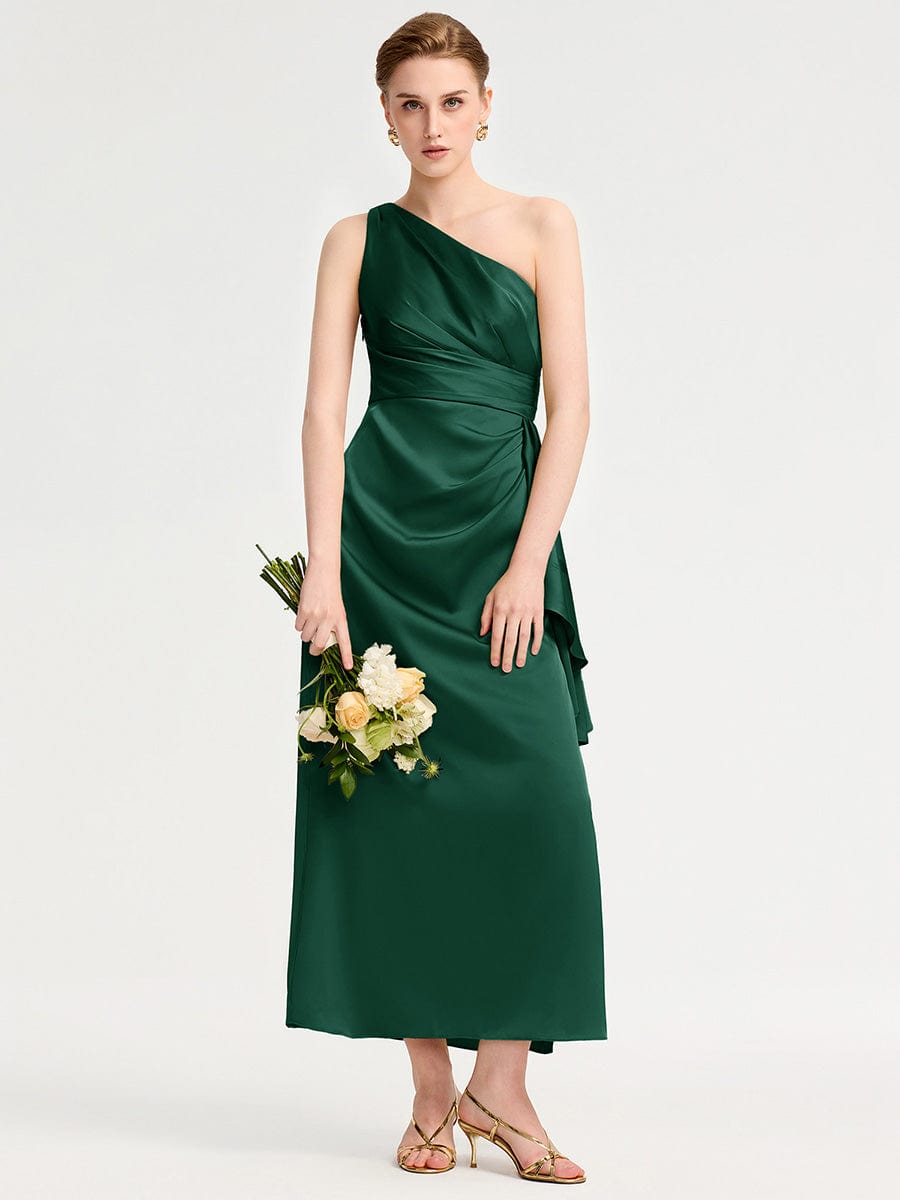 SOLENE|One Shoulder Satin Bridesmaid Dress