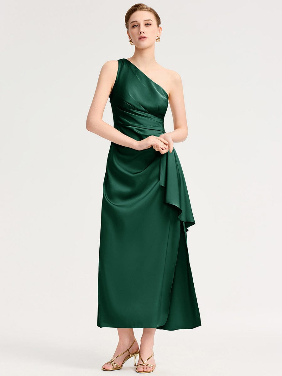 SOLENE|One Shoulder Satin Bridesmaid Dress