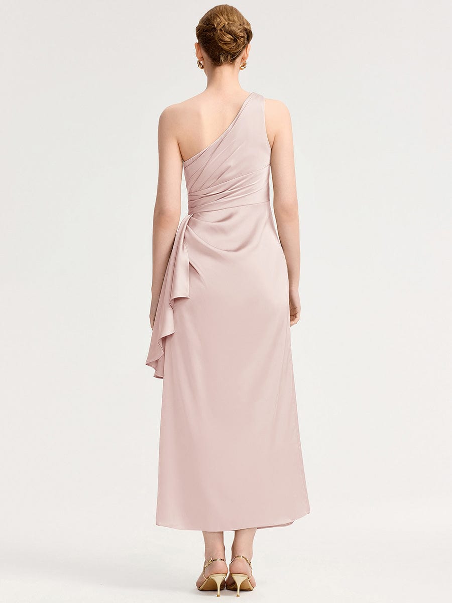 SOLENE|One Shoulder Satin Bridesmaid Dress