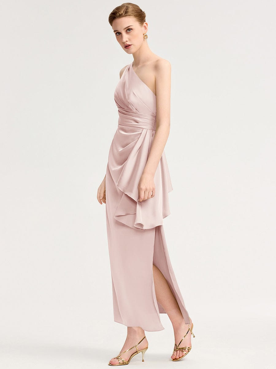 SOLENE|One Shoulder Satin Bridesmaid Dress