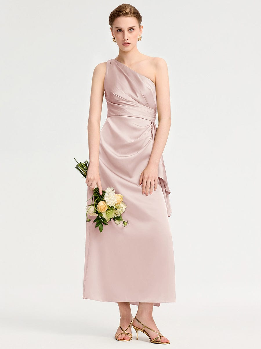 SOLENE|One Shoulder Satin Bridesmaid Dress