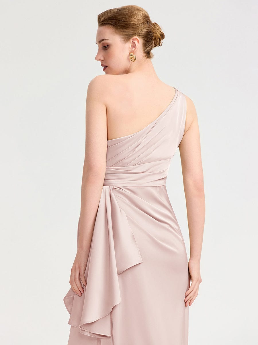 SOLENE|One Shoulder Satin Bridesmaid Dress