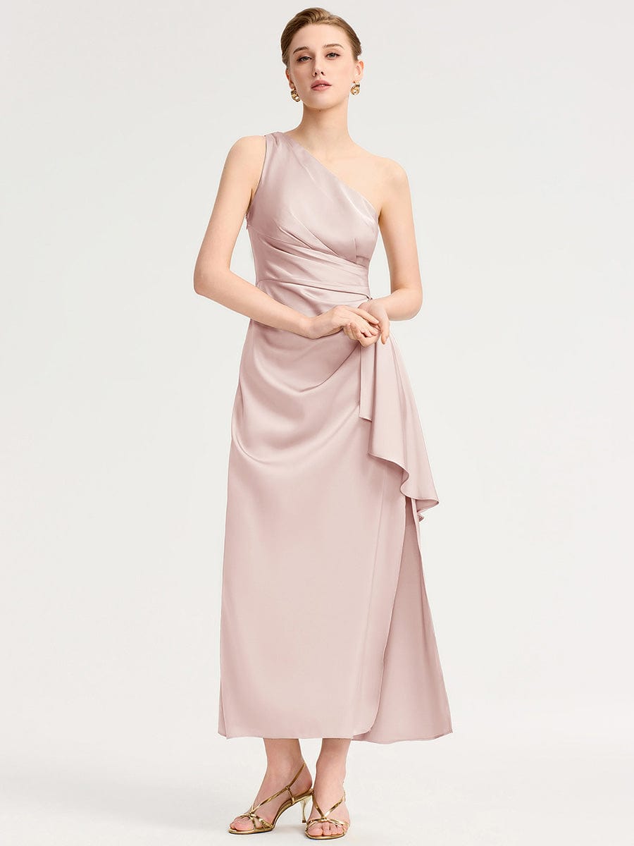 SOLENE|One Shoulder Satin Bridesmaid Dress