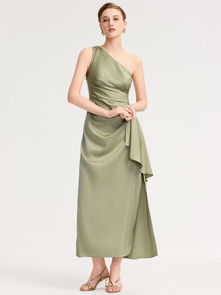 SOLENE|One Shoulder Satin Bridesmaid Dress