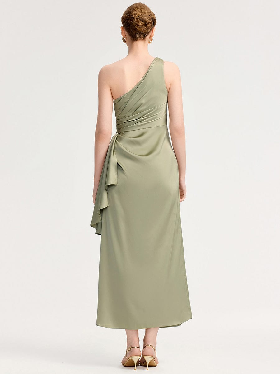 SOLENE|One Shoulder Satin Bridesmaid Dress