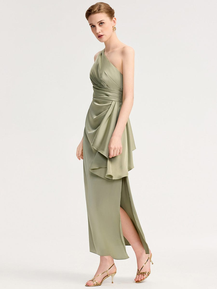 SOLENE|One Shoulder Satin Bridesmaid Dress
