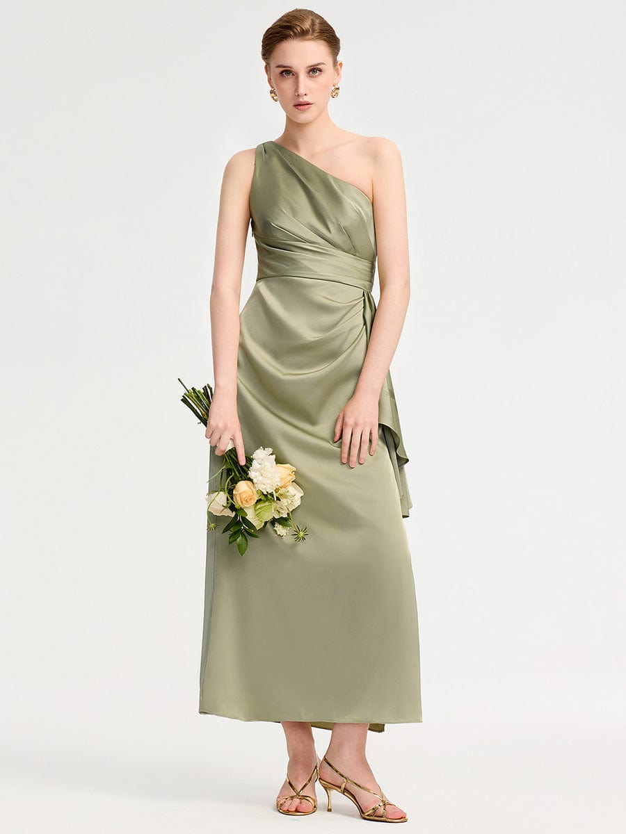 SOLENE|One Shoulder Satin Bridesmaid Dress