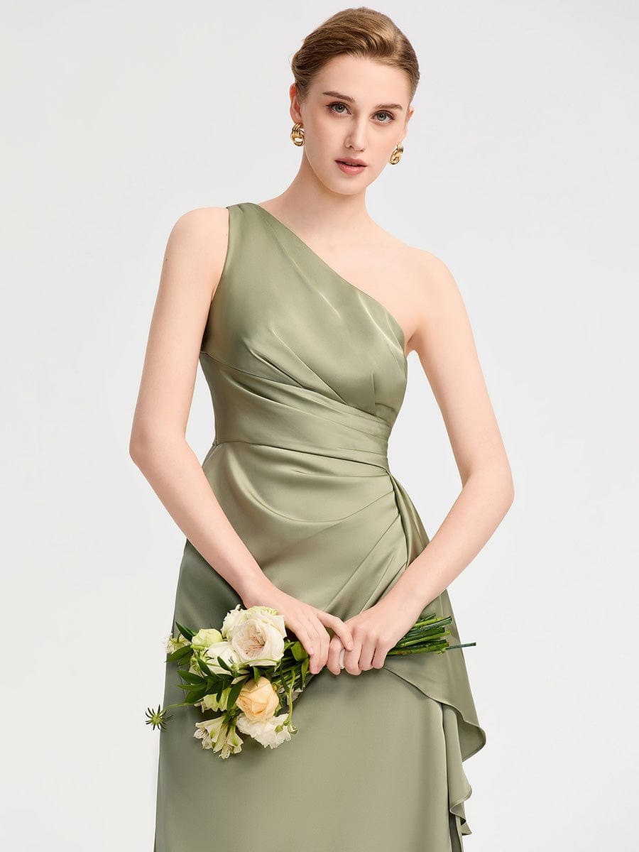 SOLENE|One Shoulder Satin Bridesmaid Dress