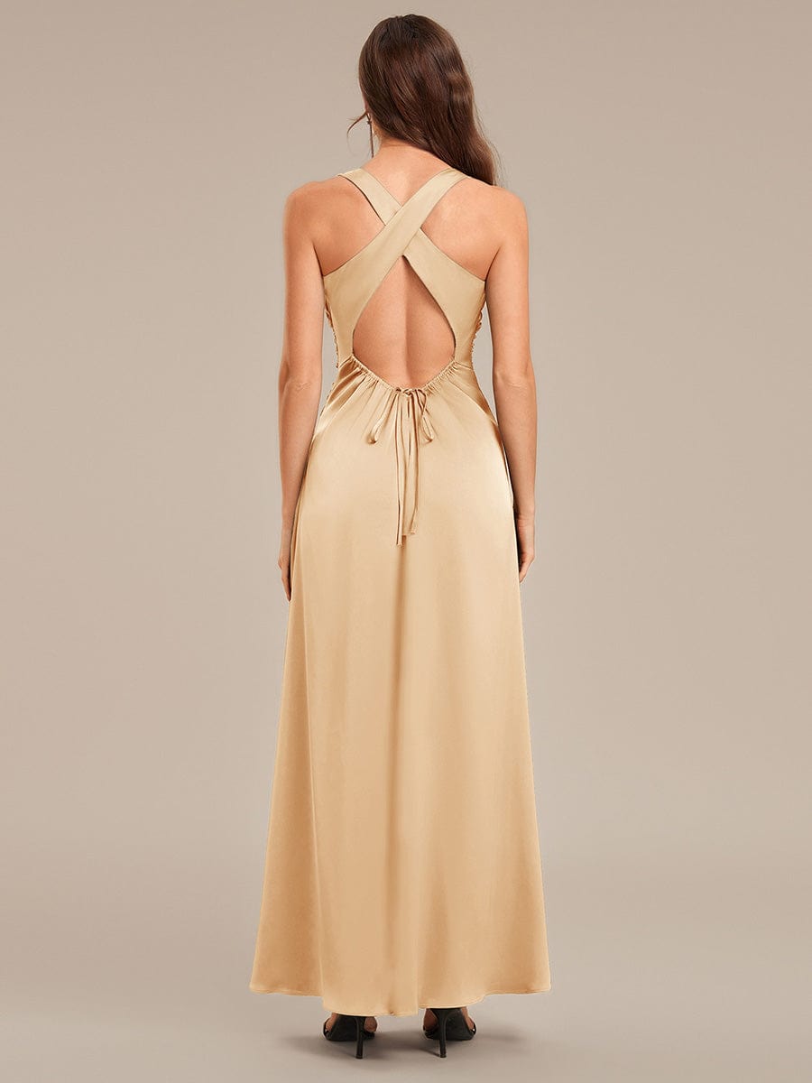 VALENCIA|Backless Satin Sleeveless Bridesmaid Dress