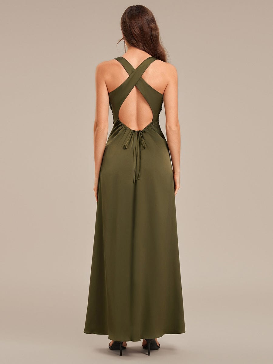 VALENCIA|Backless Satin Sleeveless Bridesmaid Dress