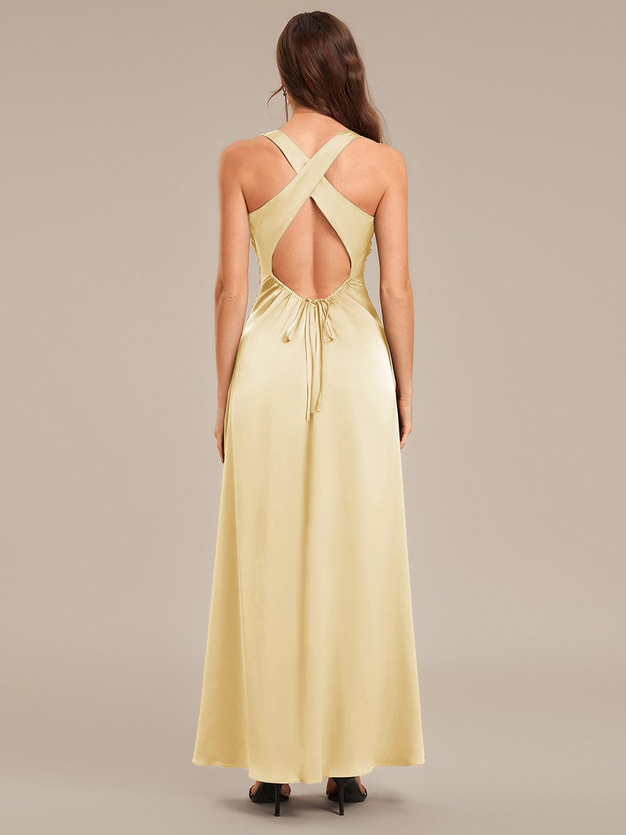 VALENCIA|Backless Satin Sleeveless Bridesmaid Dress