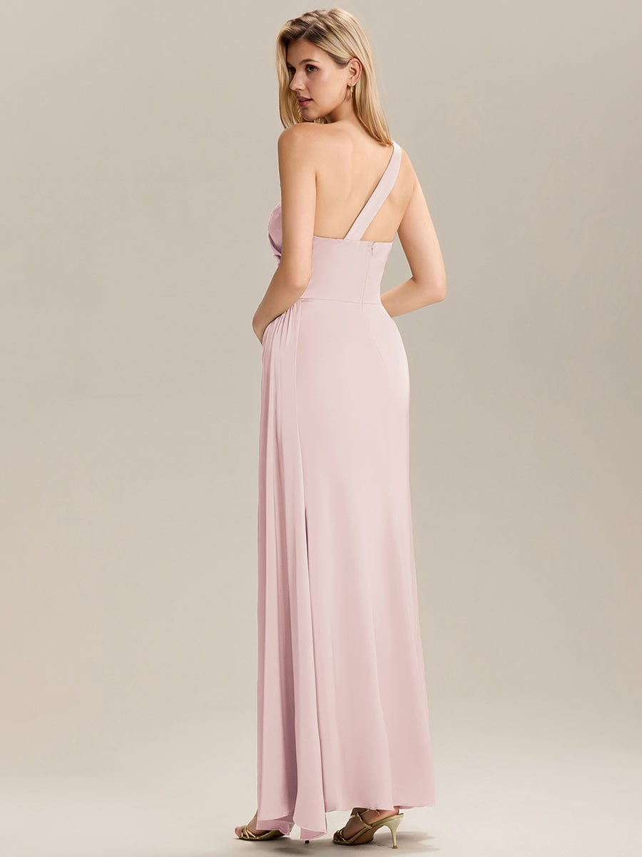 ARLENNA|Flowing Ribbons Pleated Satin Sleeveless Bridesmaid Dress