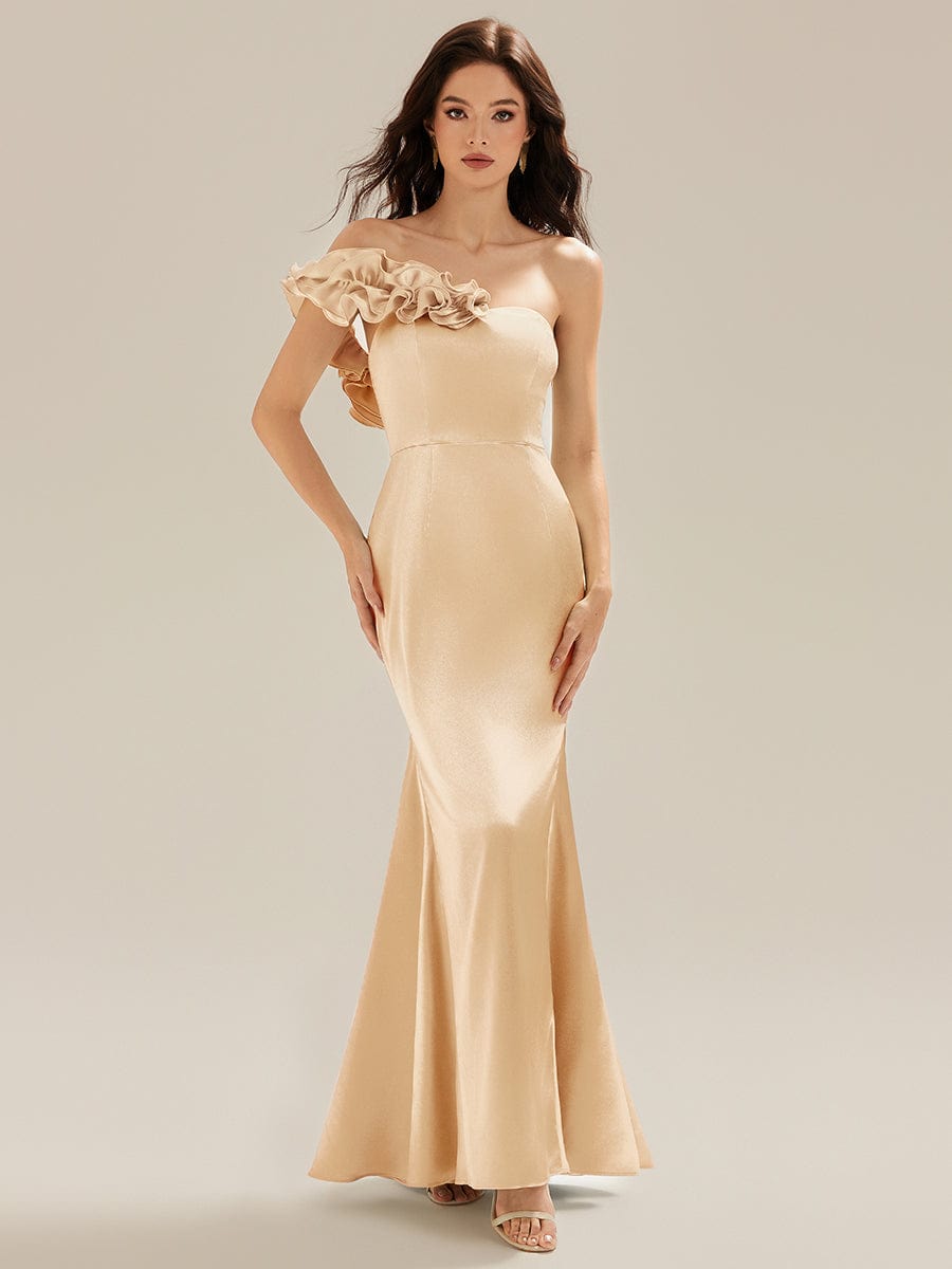 LORELI|Lace-Up Satin Mermaid Maxi Bridesmaid Dress