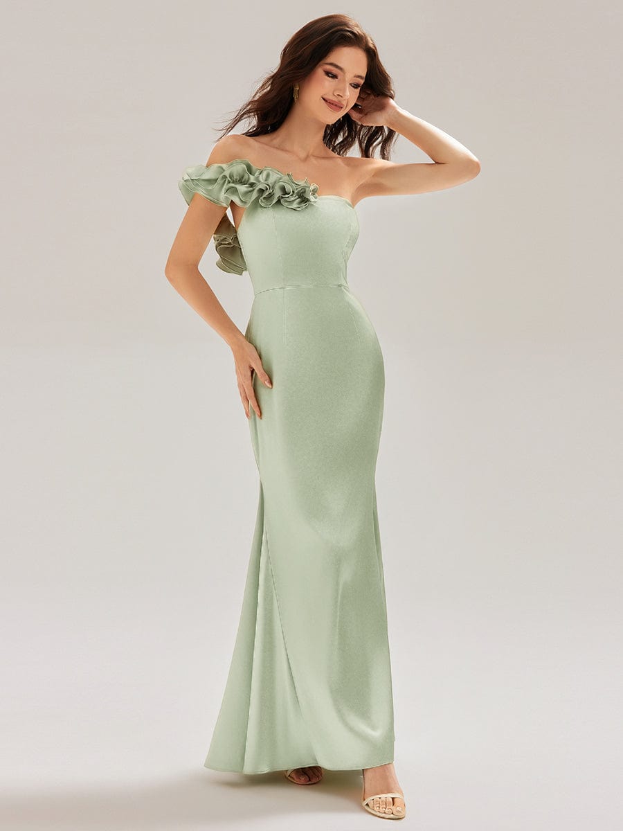 LORELI|Lace-Up Satin Mermaid Maxi Bridesmaid Dress