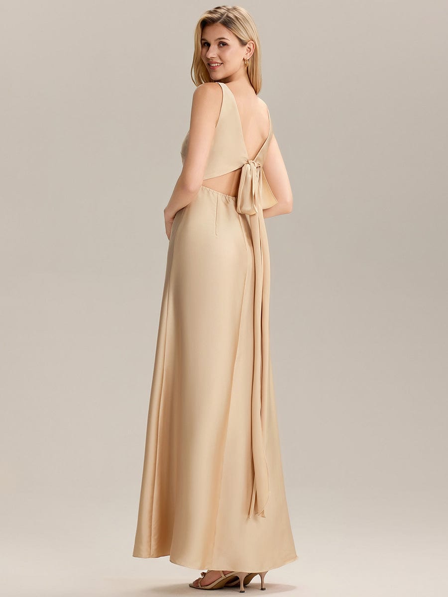 LINNEA|Tie Knot Satin Sleeveless Bridesmaid Dress