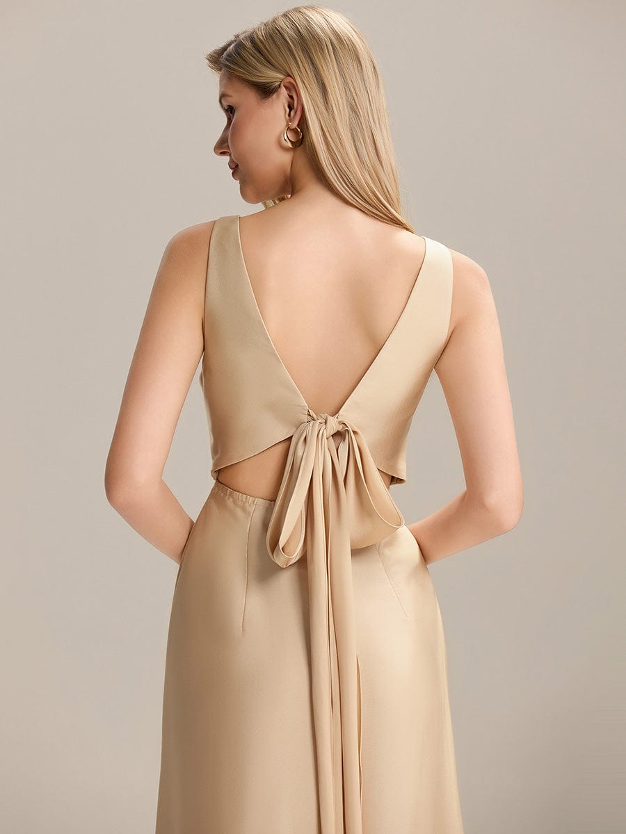 LINNEA|Tie Knot Satin Sleeveless Bridesmaid Dress