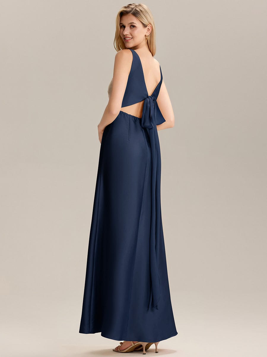 LINNEA|Tie Knot Satin Sleeveless Bridesmaid Dress