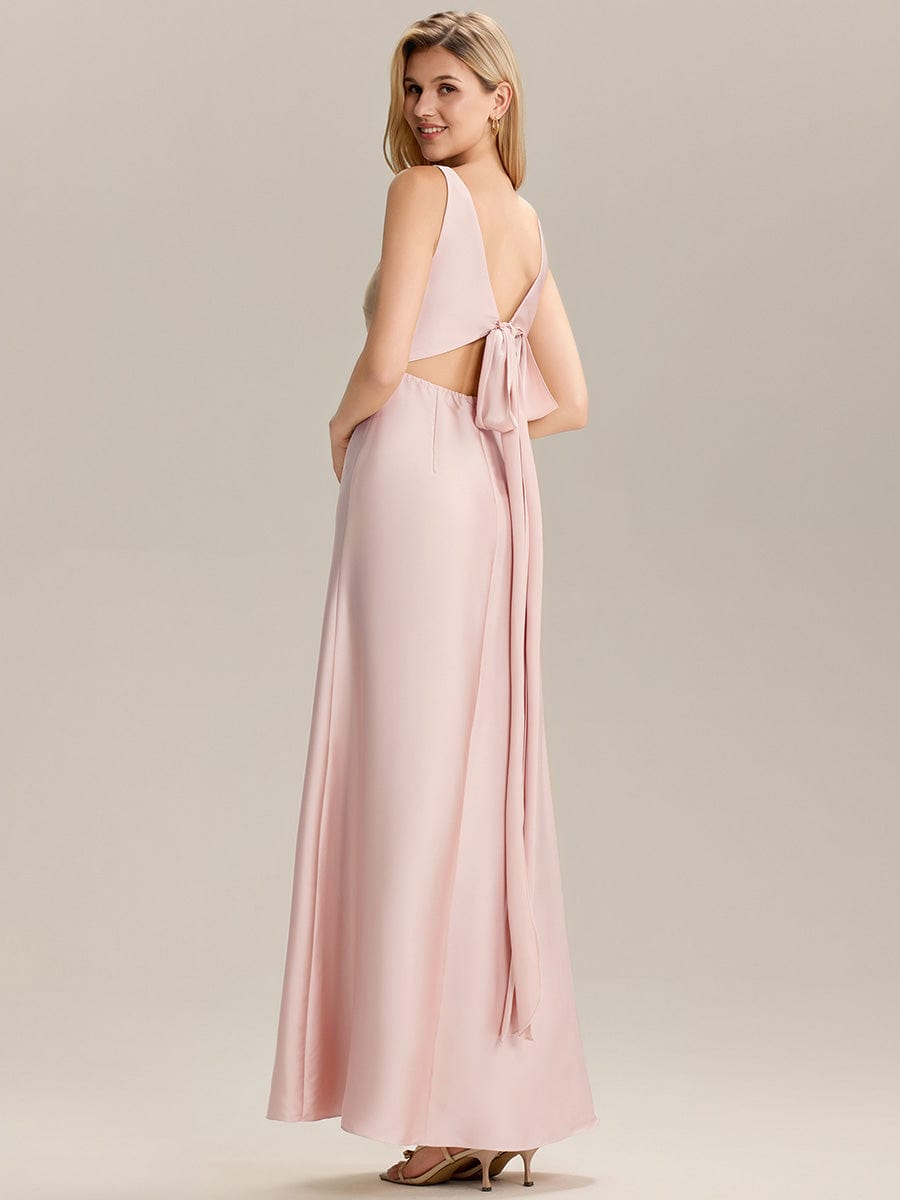LINNEA|Tie Knot Satin Sleeveless Bridesmaid Dress