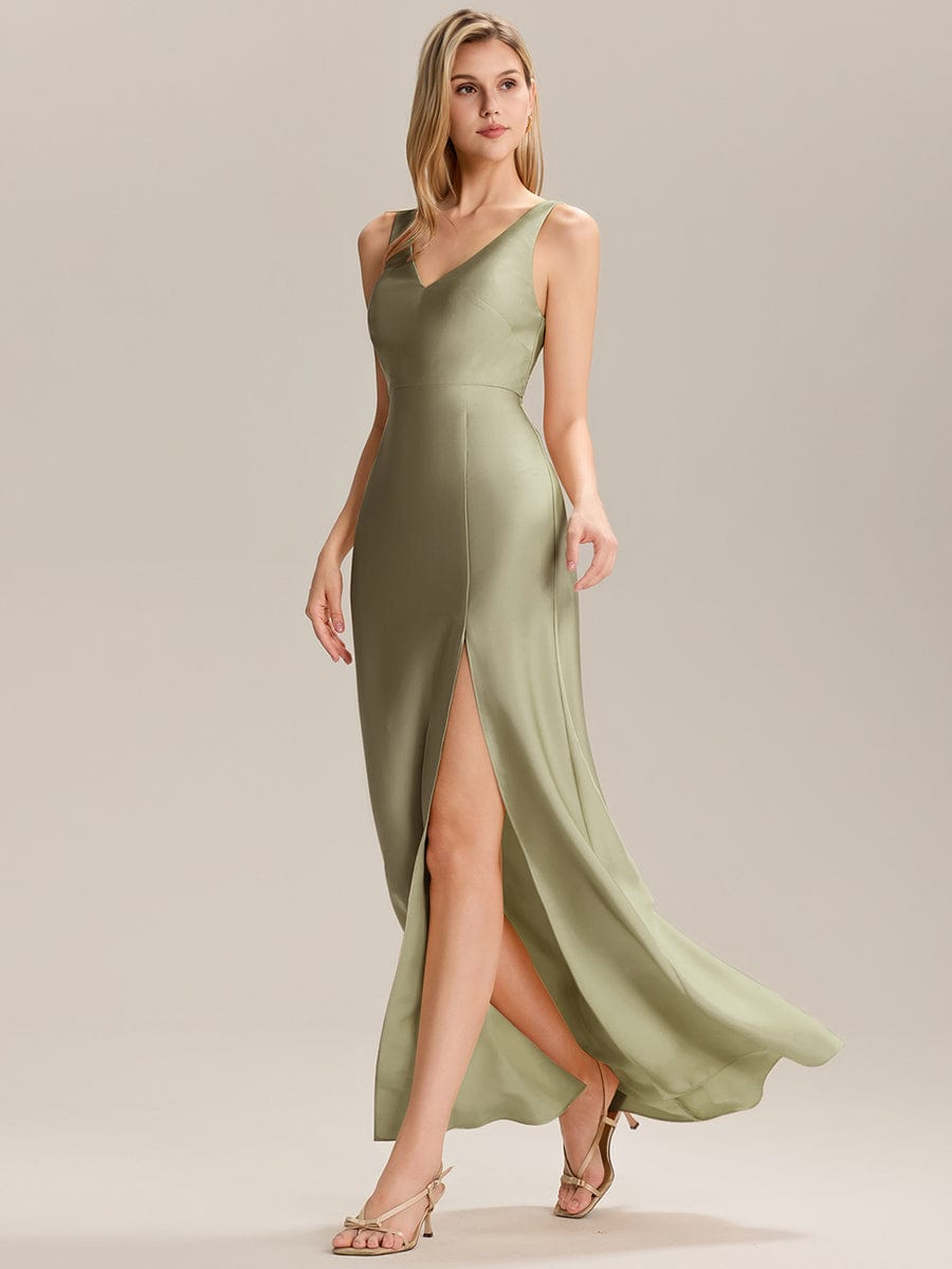 LINNEA|Tie Knot Satin Sleeveless Bridesmaid Dress