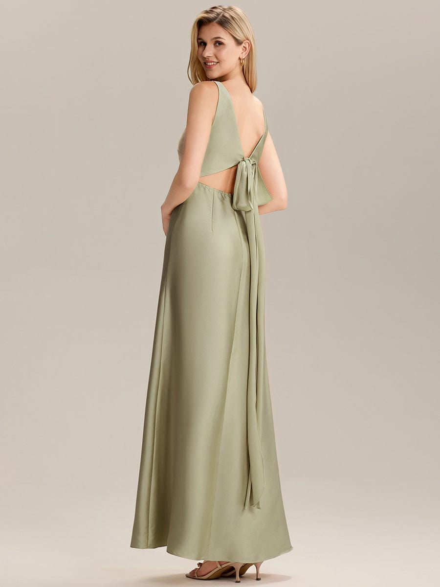 LINNEA|Tie Knot Satin Sleeveless Bridesmaid Dress