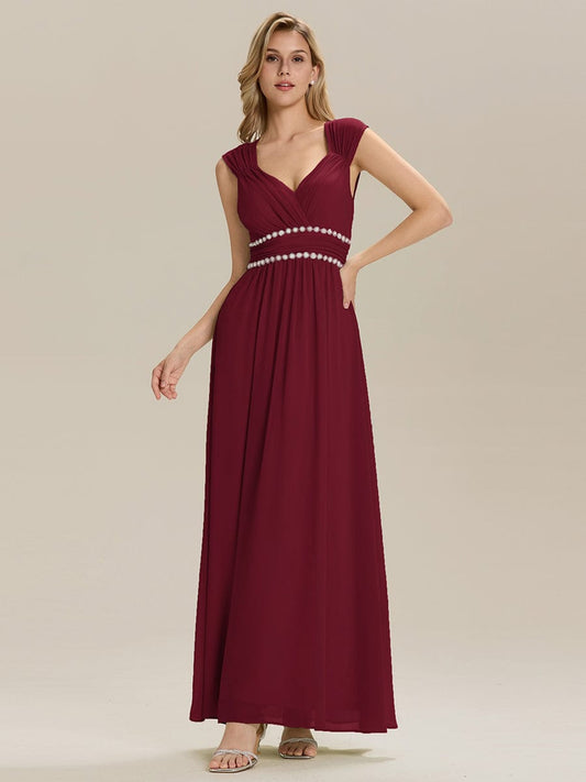 ZELINA|Backless Chiffon Sleeveless Bridesmaid Dress