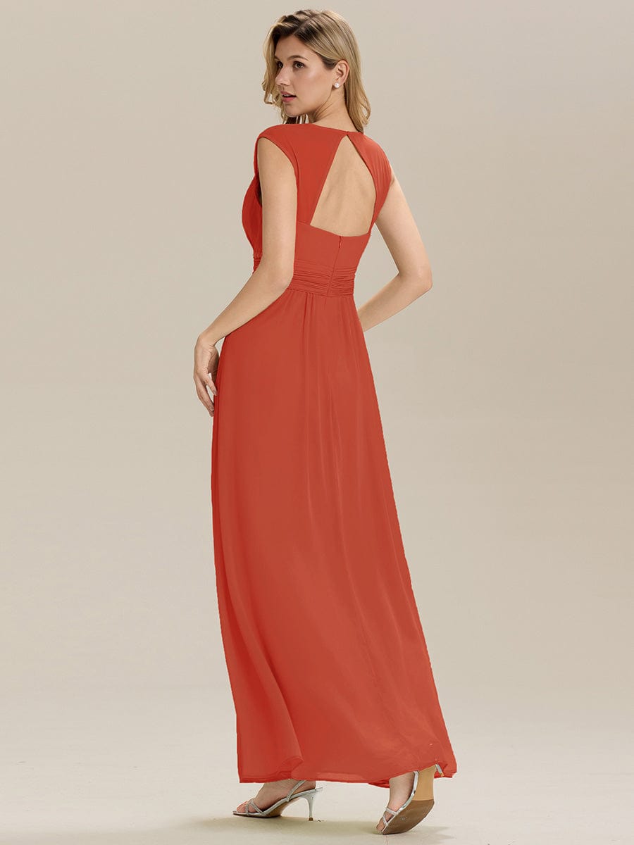 ZELINA|Backless Chiffon Sleeveless Bridesmaid Dress