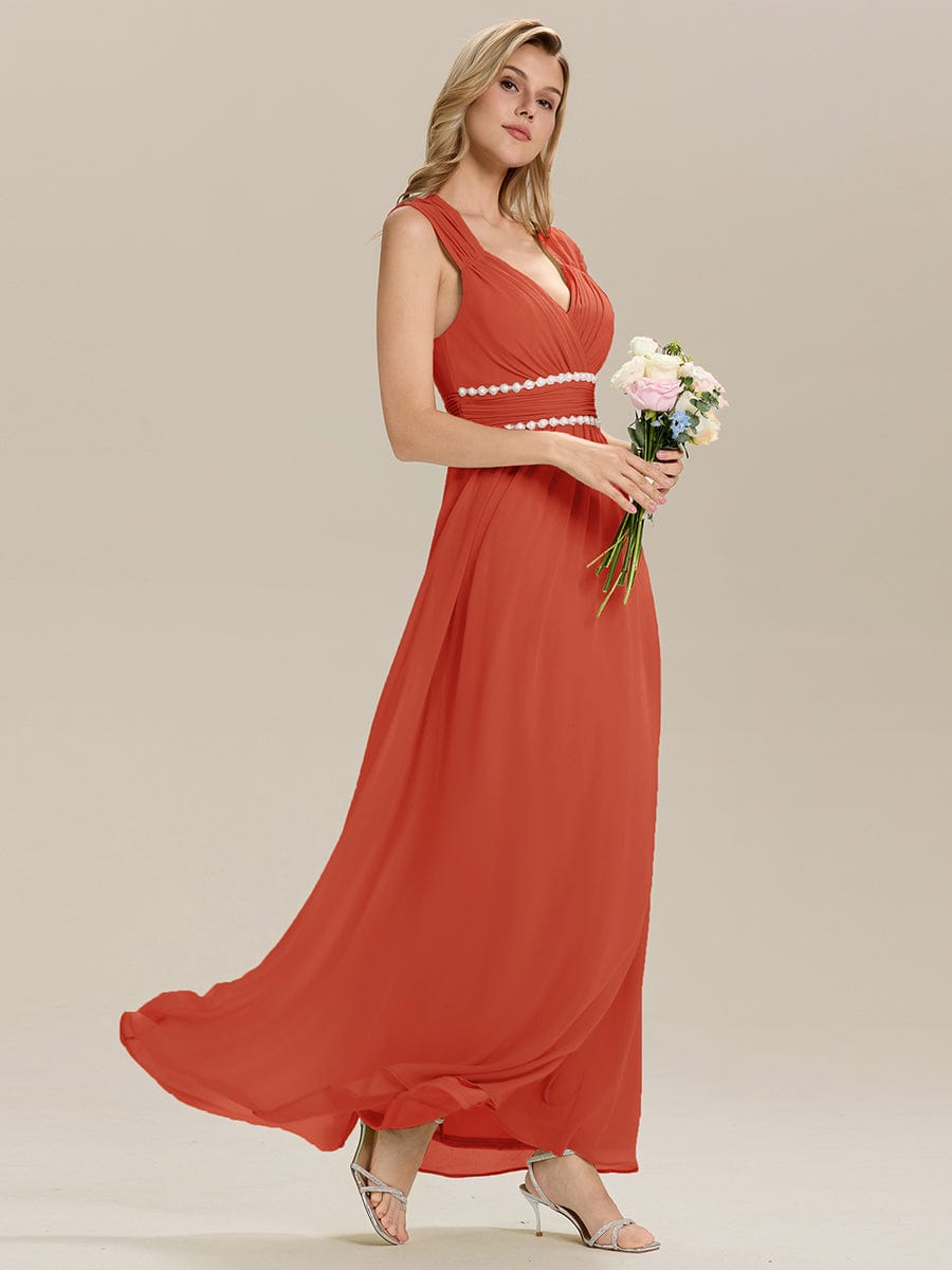 ZELINA|Backless Chiffon Sleeveless Bridesmaid Dress