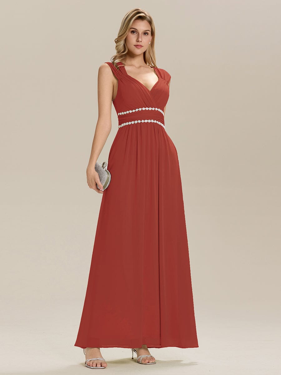 ZELINA|Backless Chiffon Sleeveless Bridesmaid Dress
