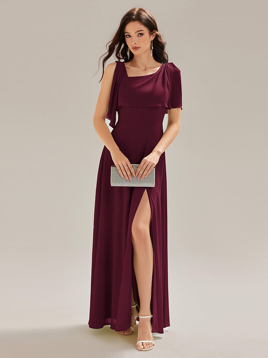 SABRINA|Thigh-High Slit Chiffon Sleeveless Maxi Bridesmaid Dress