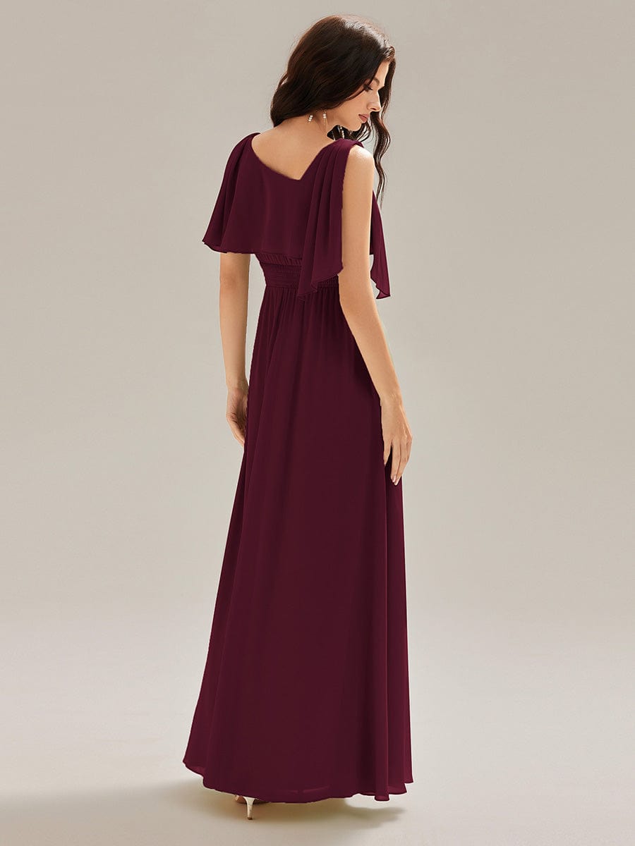 SABRINA|Thigh-High Slit Chiffon Sleeveless Maxi Bridesmaid Dress