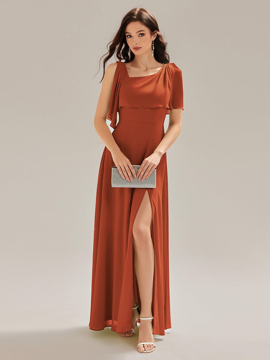 SABRINA|Thigh-High Slit Chiffon Sleeveless Maxi Bridesmaid Dress
