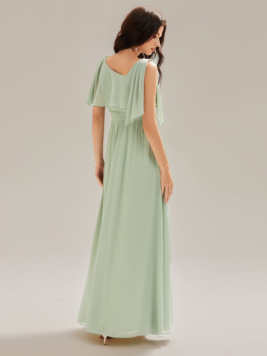 SABRINA|Thigh-High Slit Chiffon Sleeveless Maxi Bridesmaid Dress