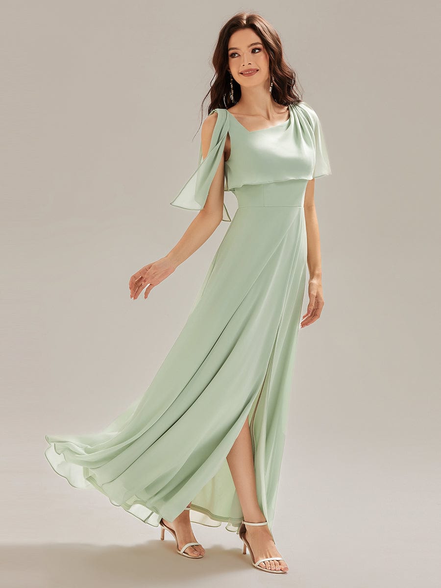 SABRINA|Thigh-High Slit Chiffon Sleeveless Maxi Bridesmaid Dress