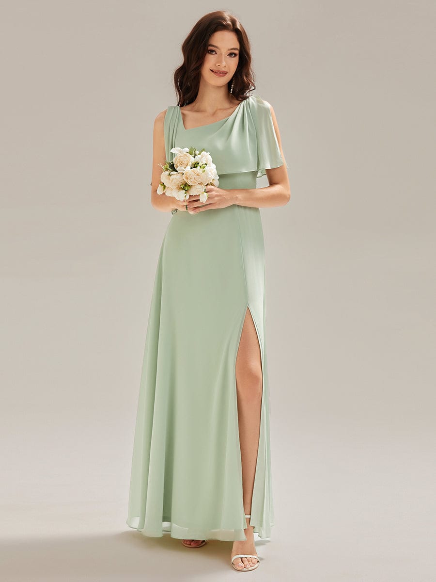 SABRINA|Thigh-High Slit Chiffon Sleeveless Maxi Bridesmaid Dress