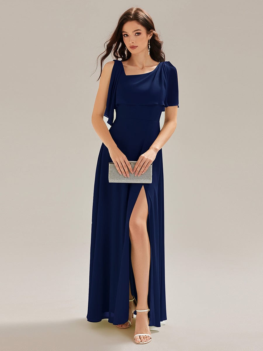 SABRINA|Thigh-High Slit Chiffon Sleeveless Maxi Bridesmaid Dress
