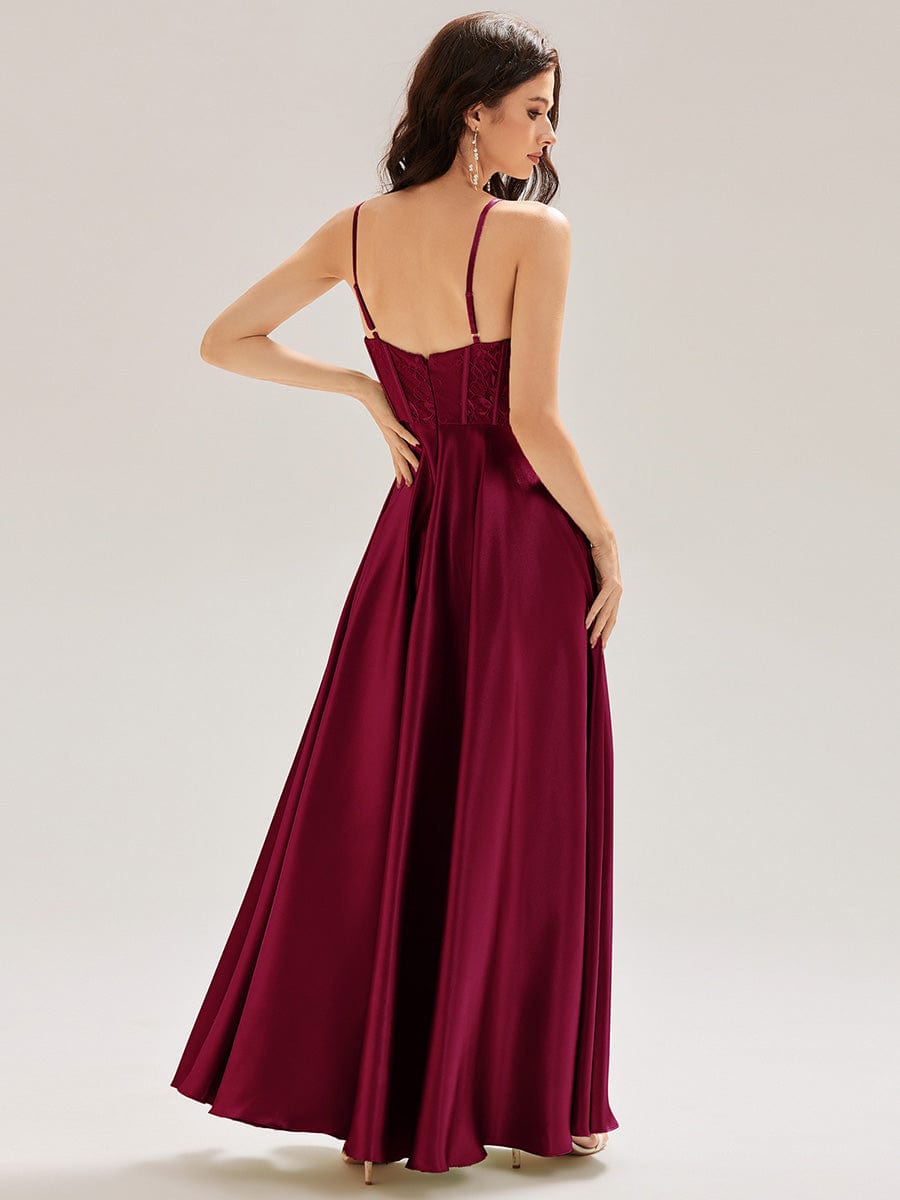 TRISH|Satin Sleeveless A-Line Maxi Bridesmaid Dress