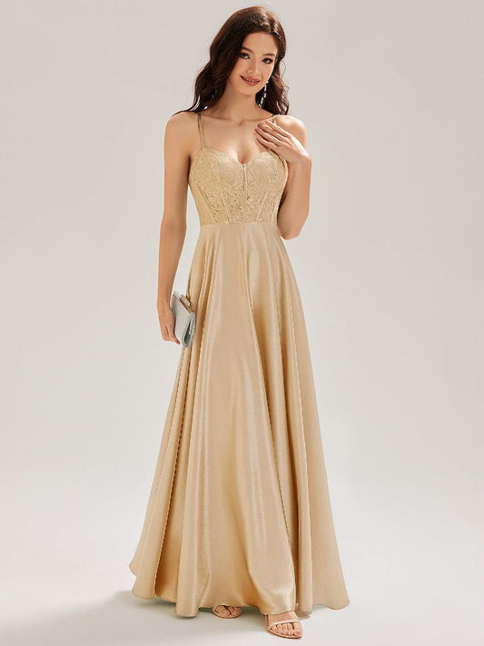 TRISH|Satin Sleeveless A-Line Maxi Bridesmaid Dress