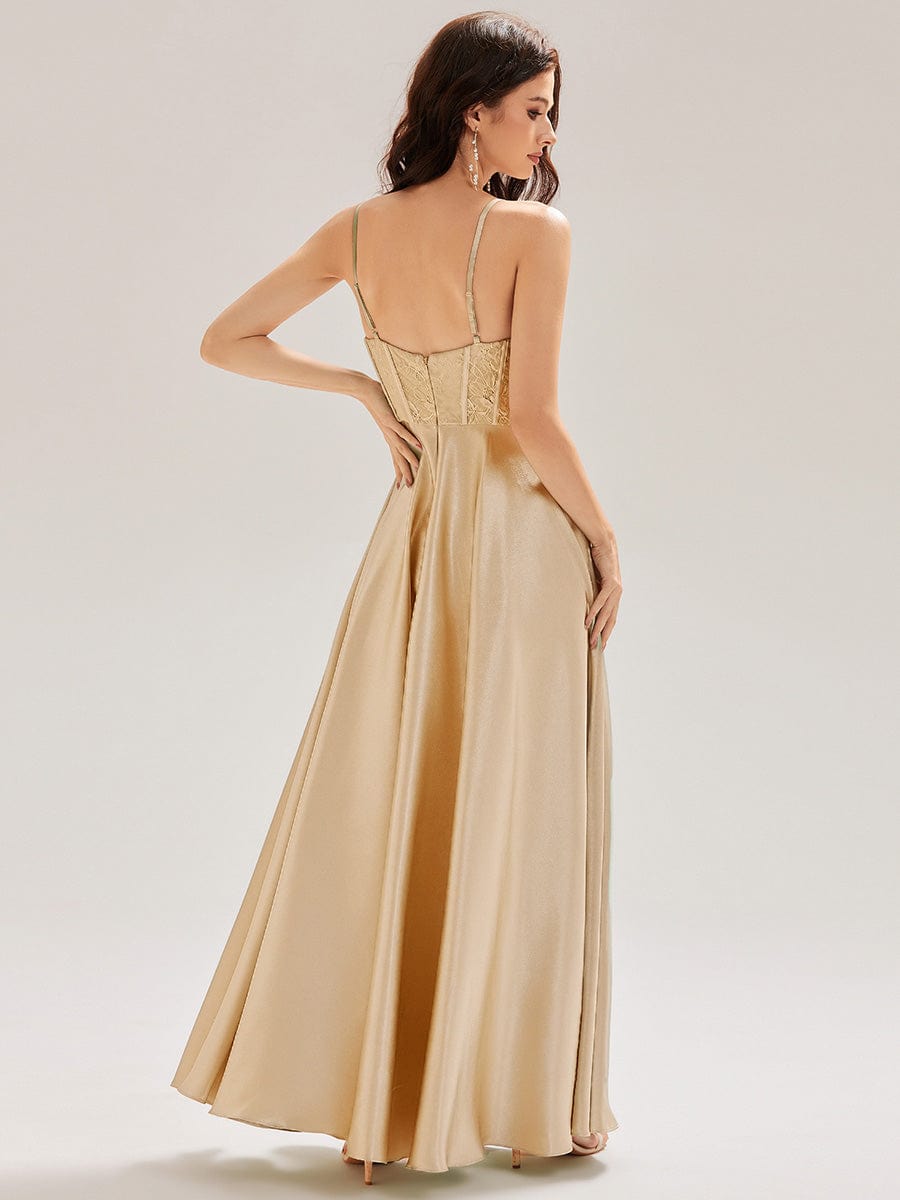 TRISH|Satin Sleeveless A-Line Maxi Bridesmaid Dress