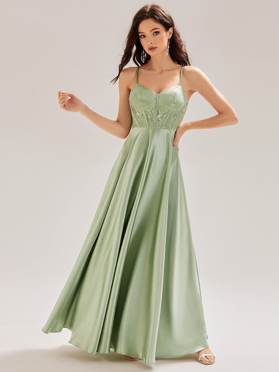 TRISH|Satin Sleeveless A-Line Maxi Bridesmaid Dress