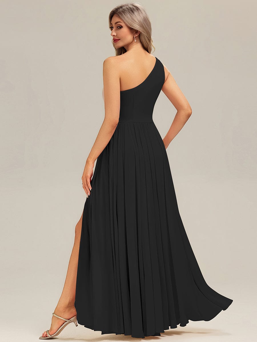 BRIELLE|Thigh-High Slit Chiffon Sleeveless Bridesmaid Dress