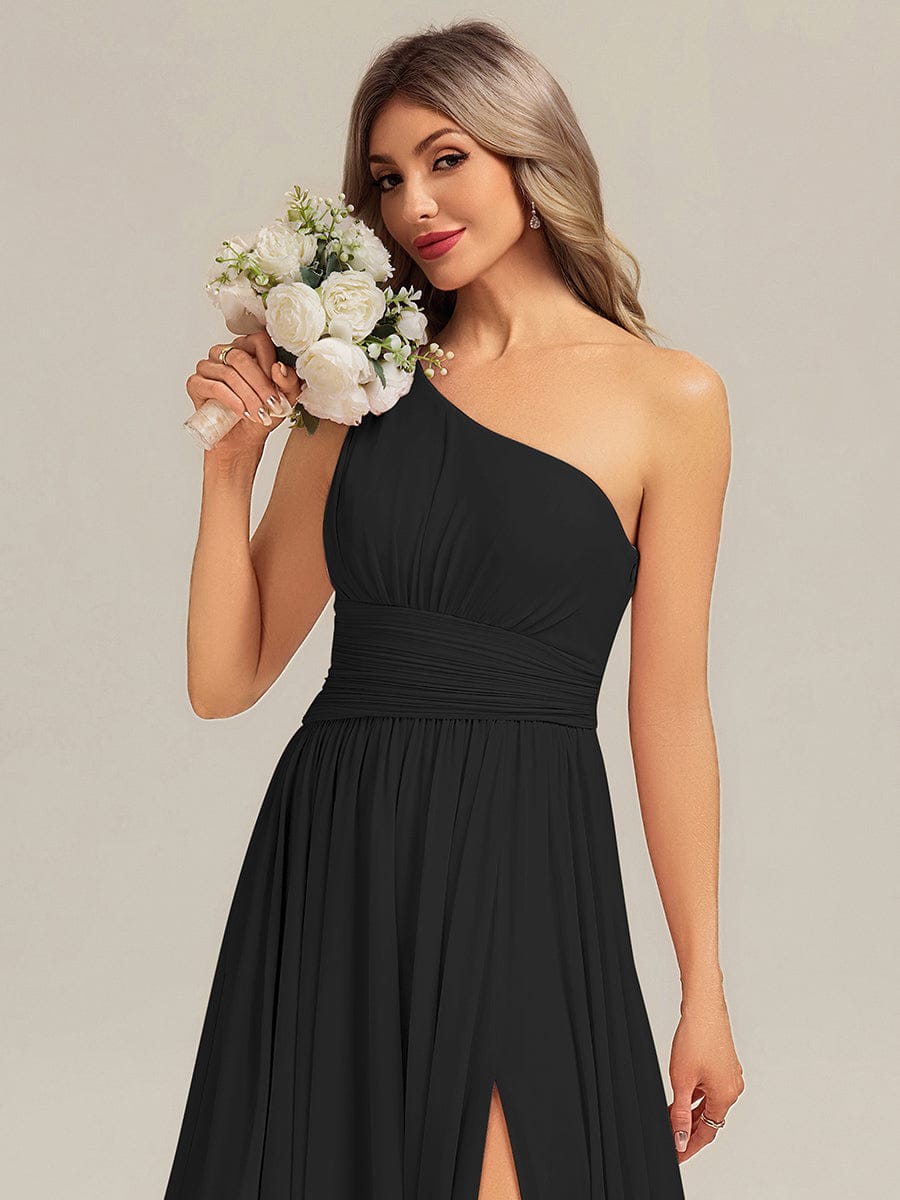 BRIELLE|Thigh-High Slit Chiffon Sleeveless Bridesmaid Dress